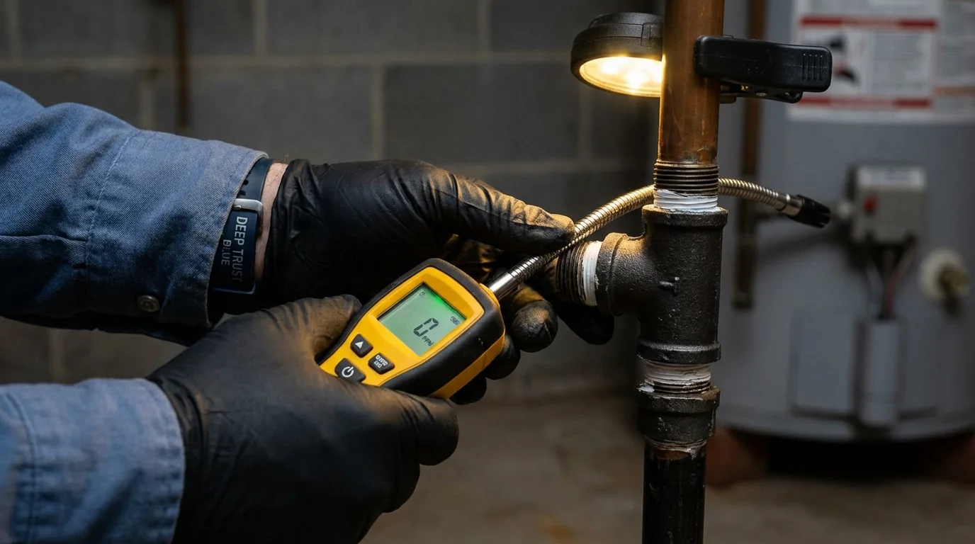 Gas leak detection with electronic sniffer by Johns Plumbing LLC in Fayette