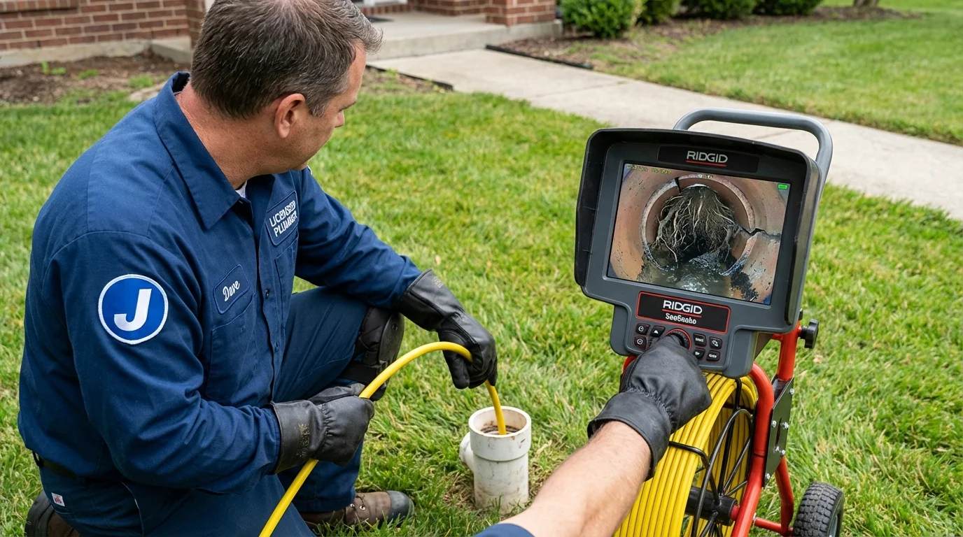 Sewer camera inspection being performed by Johns Plumbing LLC in Fayette